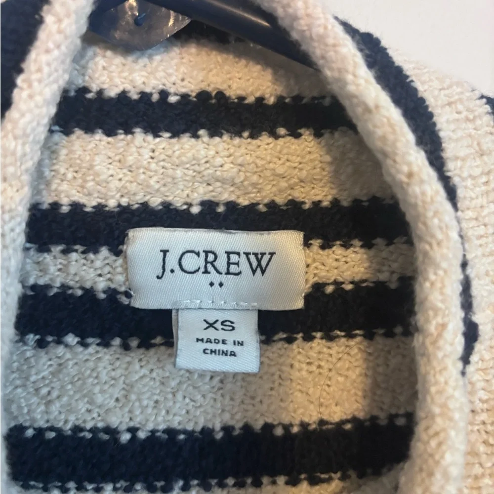 J. Crew Navy & White/Cream Striped Cozy Rollneck Pullover Sweater